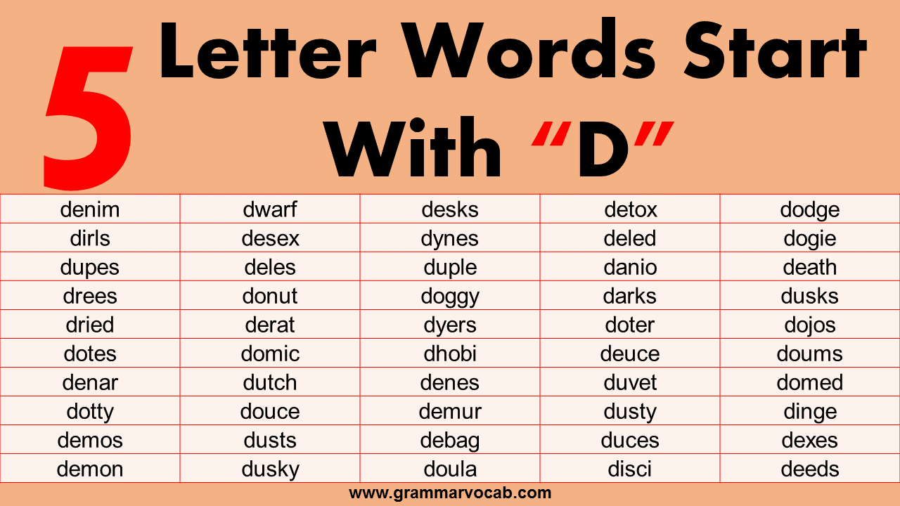 five letter words beginning with d