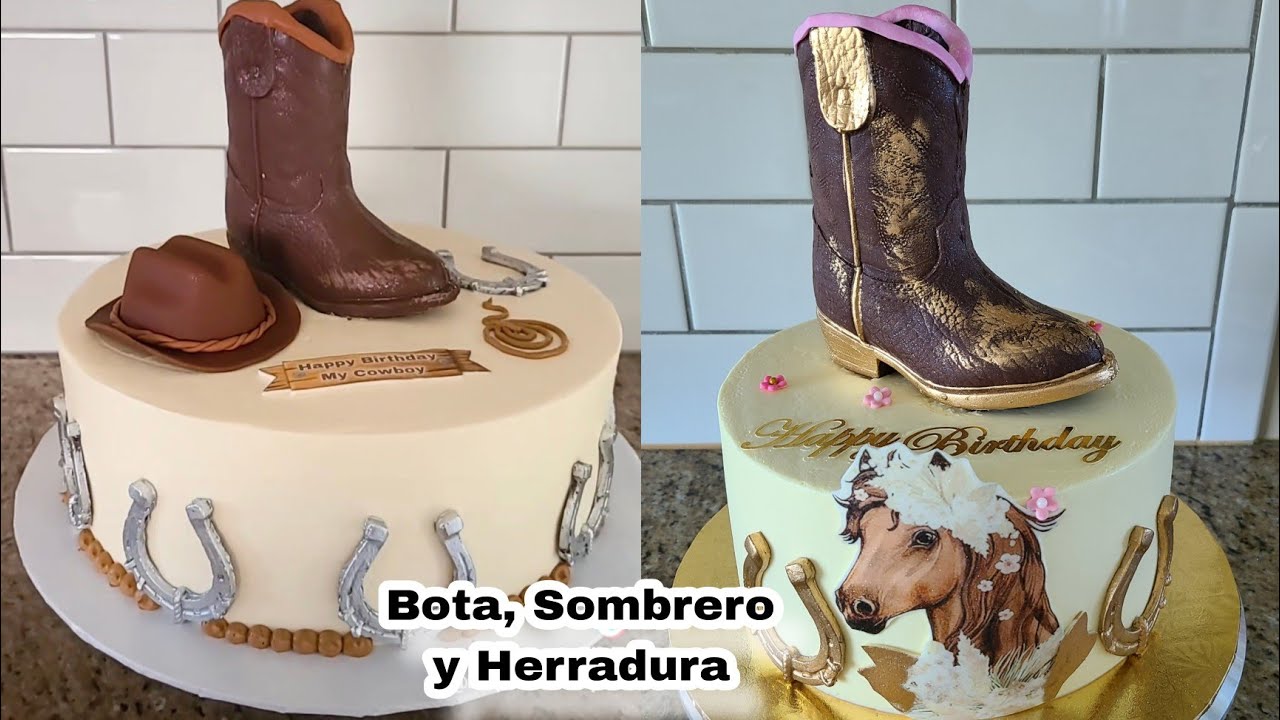 pastel de botas y sombrero