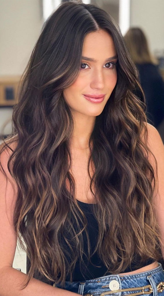 brown hair long highlights