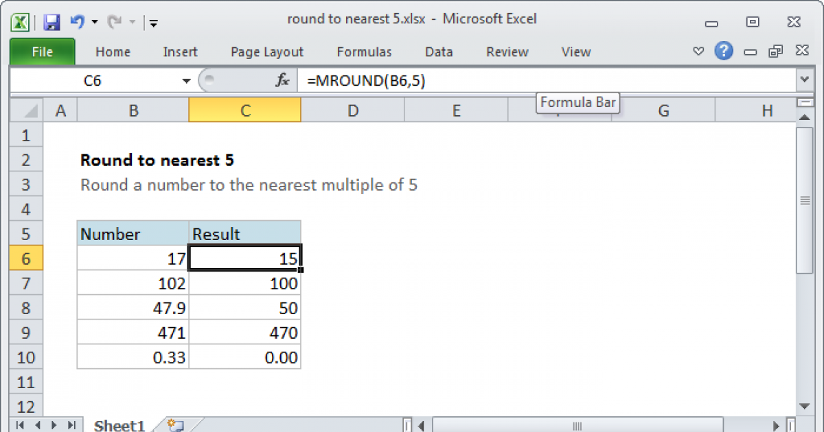 excel round to nearest 50 cents