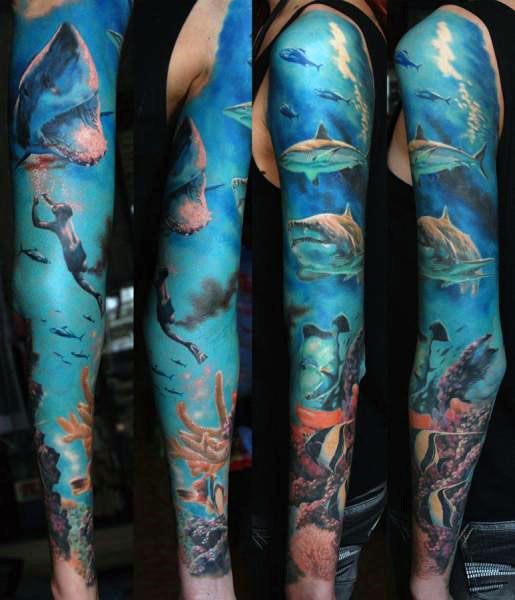 coral reef sleeve tattoo