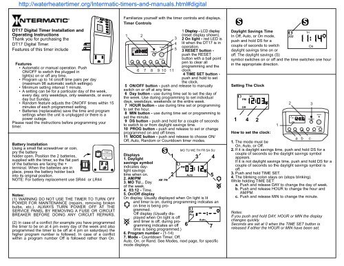 intermatic timer setting instructions