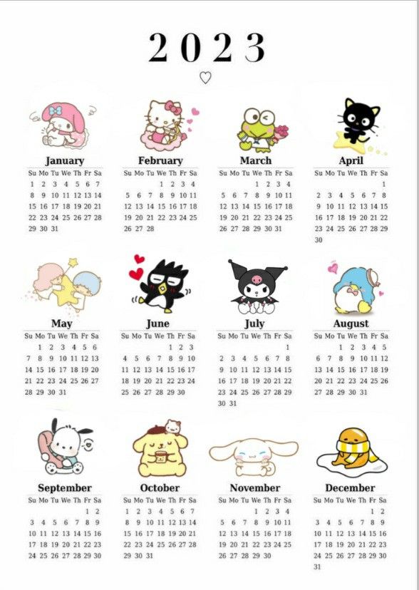 calendar 2023 sanrio