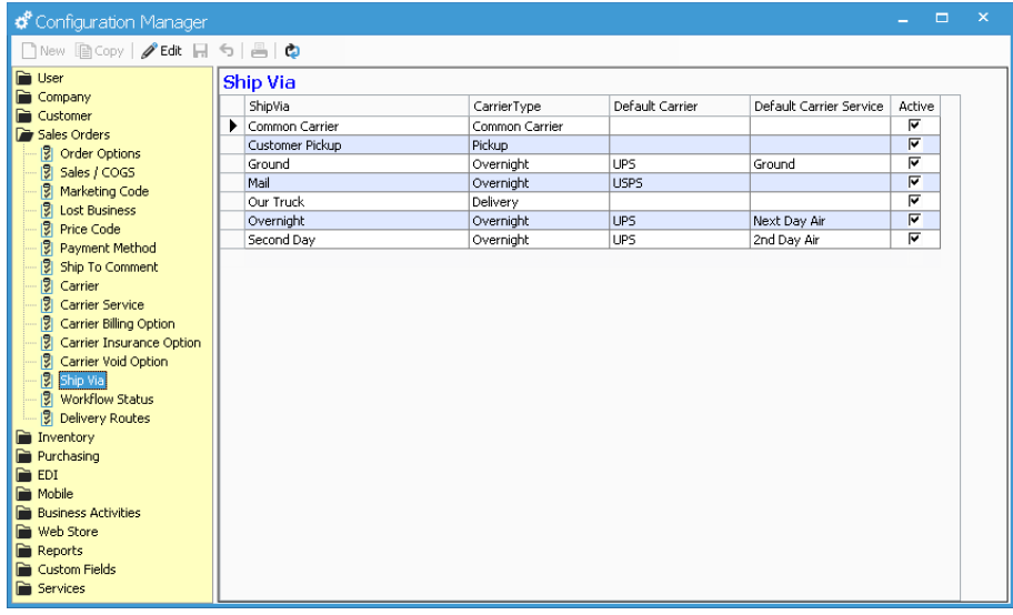 carrier configuration services