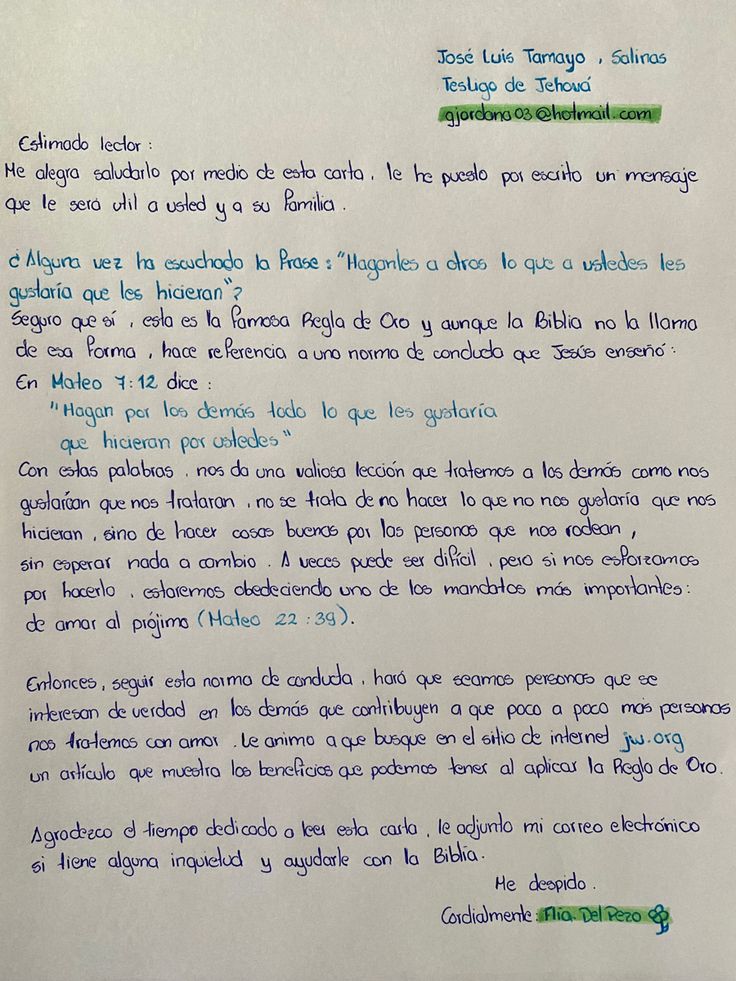 cartas de testigos de jehová