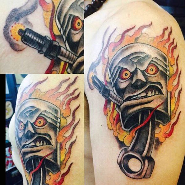 cartoon piston tattoo