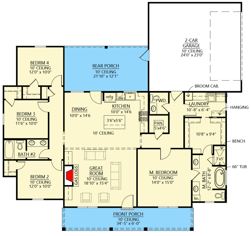 4 bedroom split floor plan