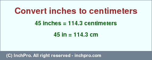 convert 45 inches to centimeters