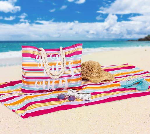 beach bag and towel set