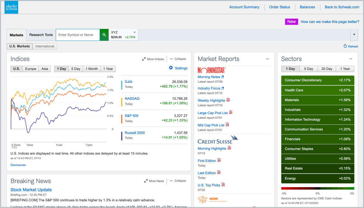 charles schwab stocks