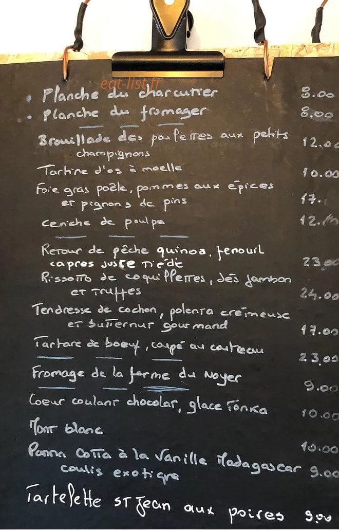 chez mathilde menu