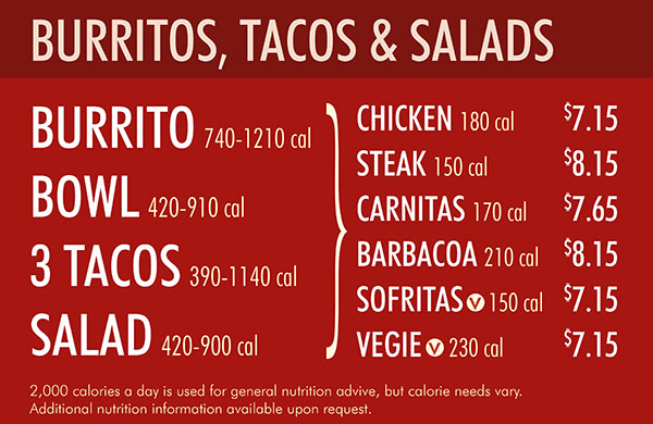 chipotle mexican grill menu prices