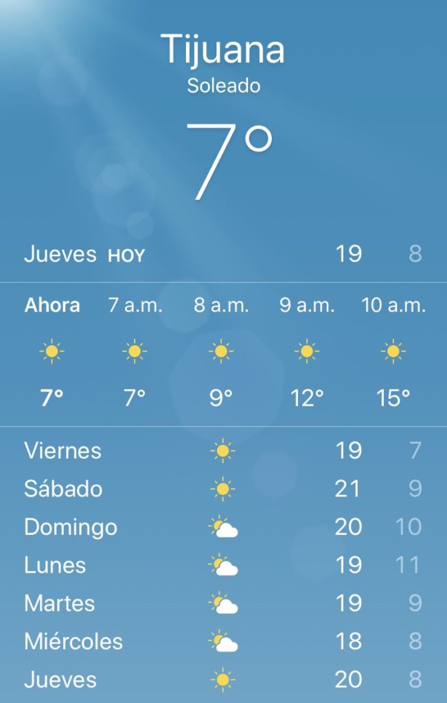 clima tijuana 7 dias