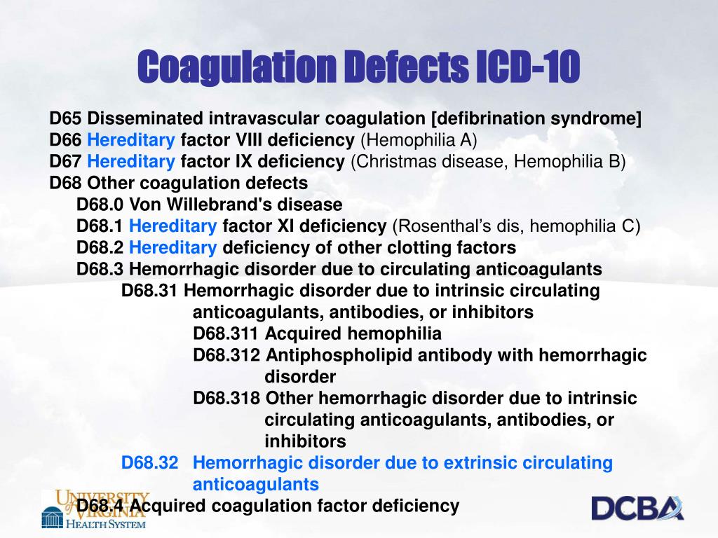 clotting disorder icd 10