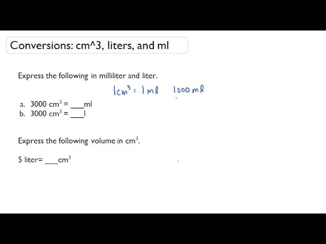 cm3 to l conversion