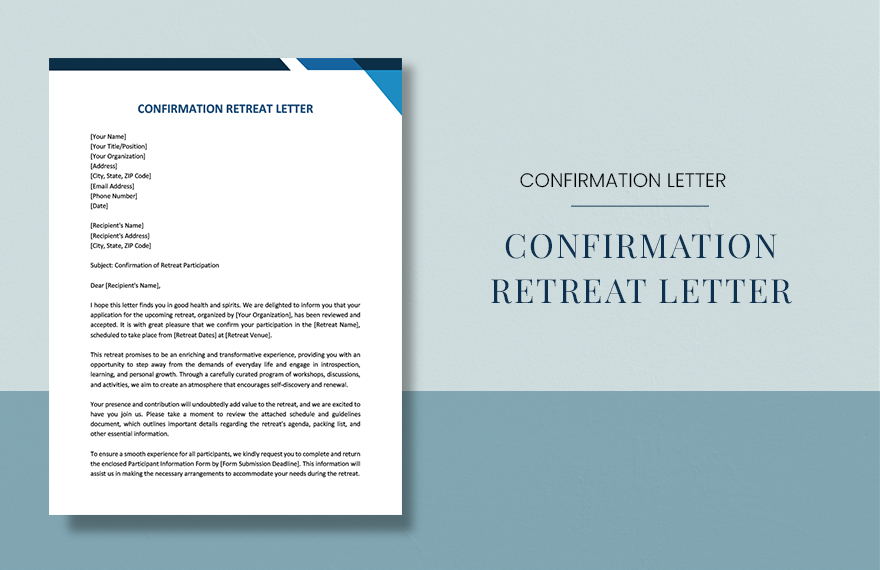 confirmation retreat letter