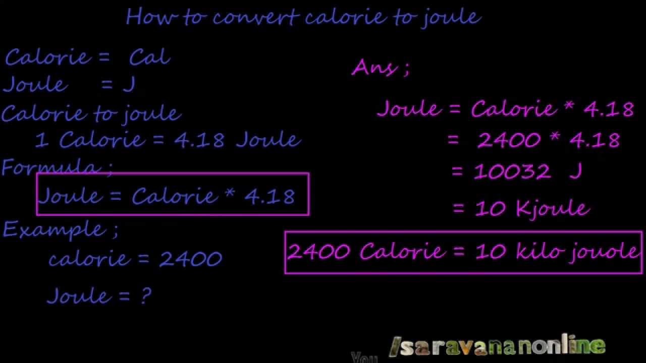 conversion of joules to calories