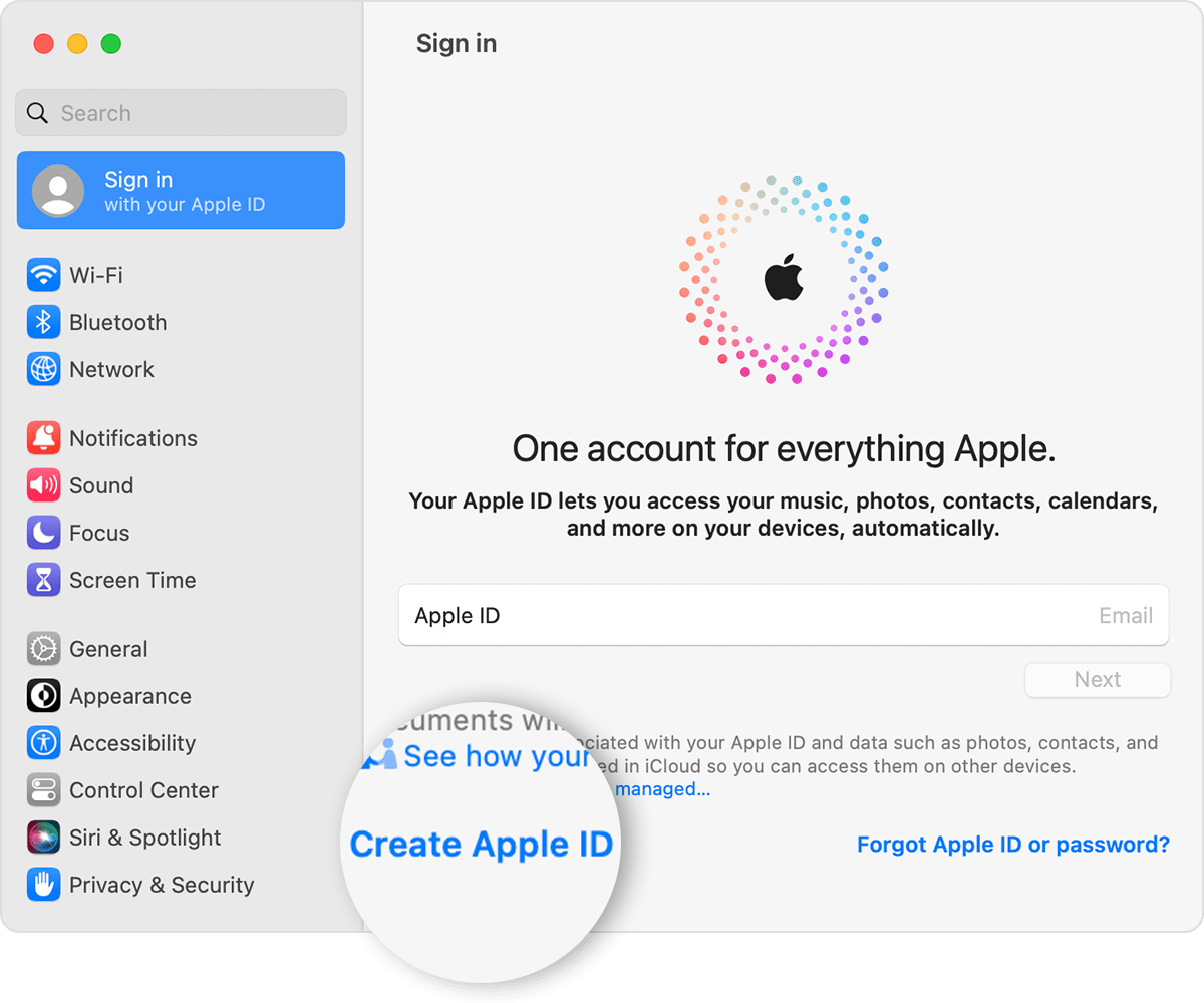 creating apple id