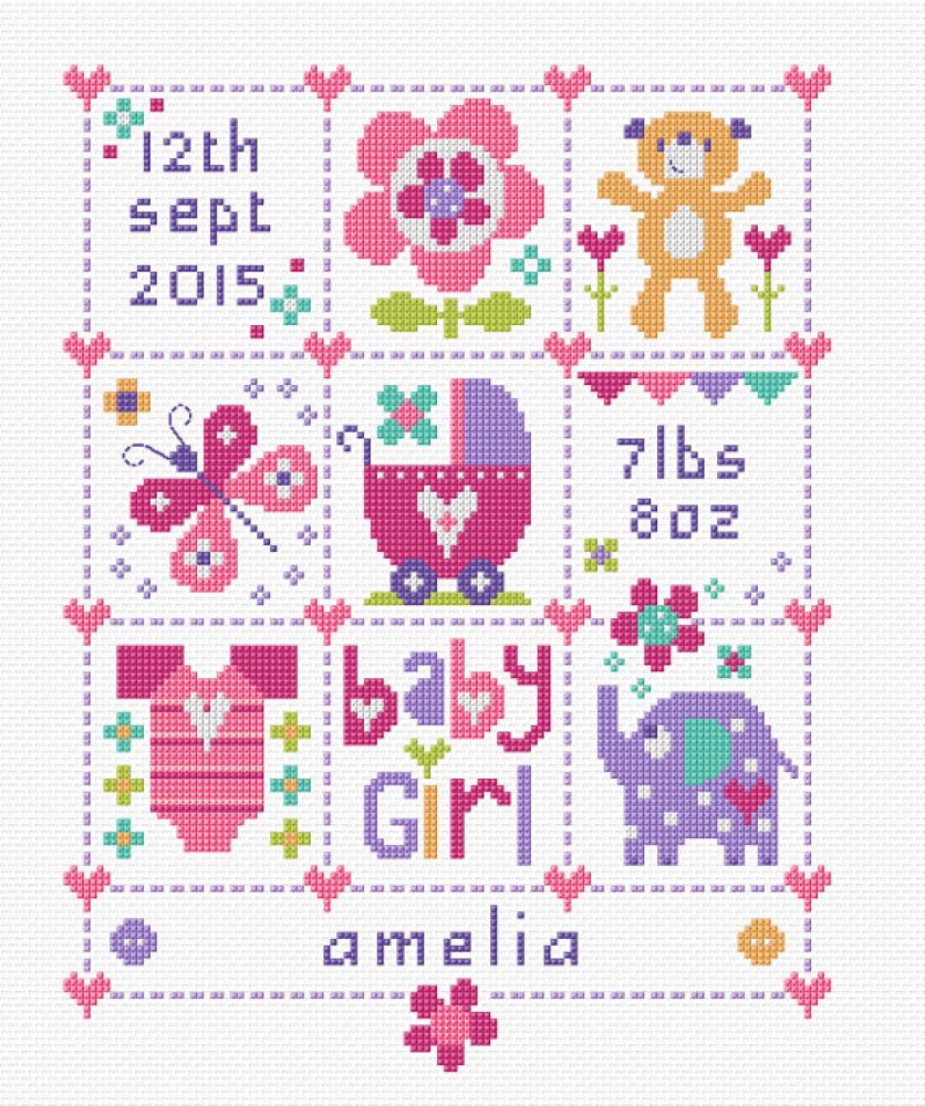 cross stitch birth sampler