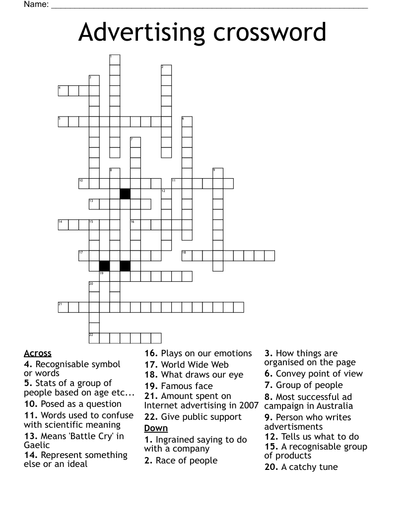 crossword clue publicity campaign