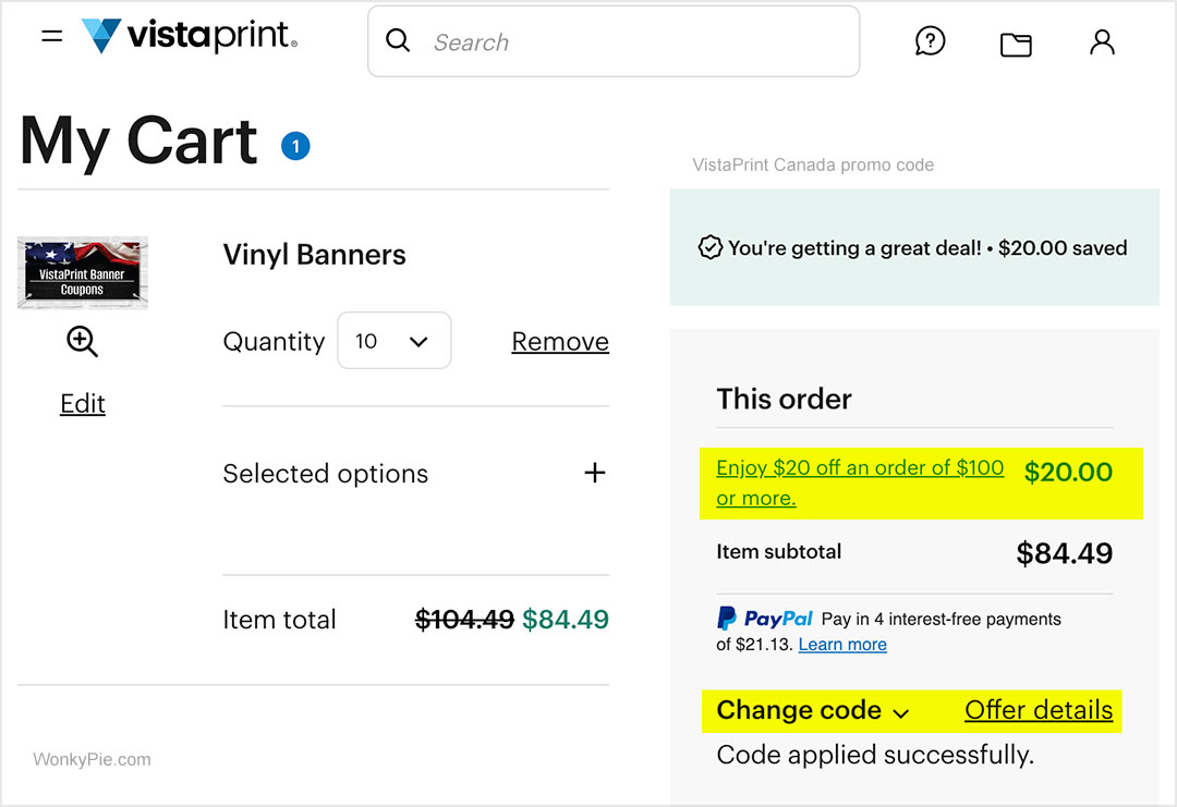 vistaprint coupon canada