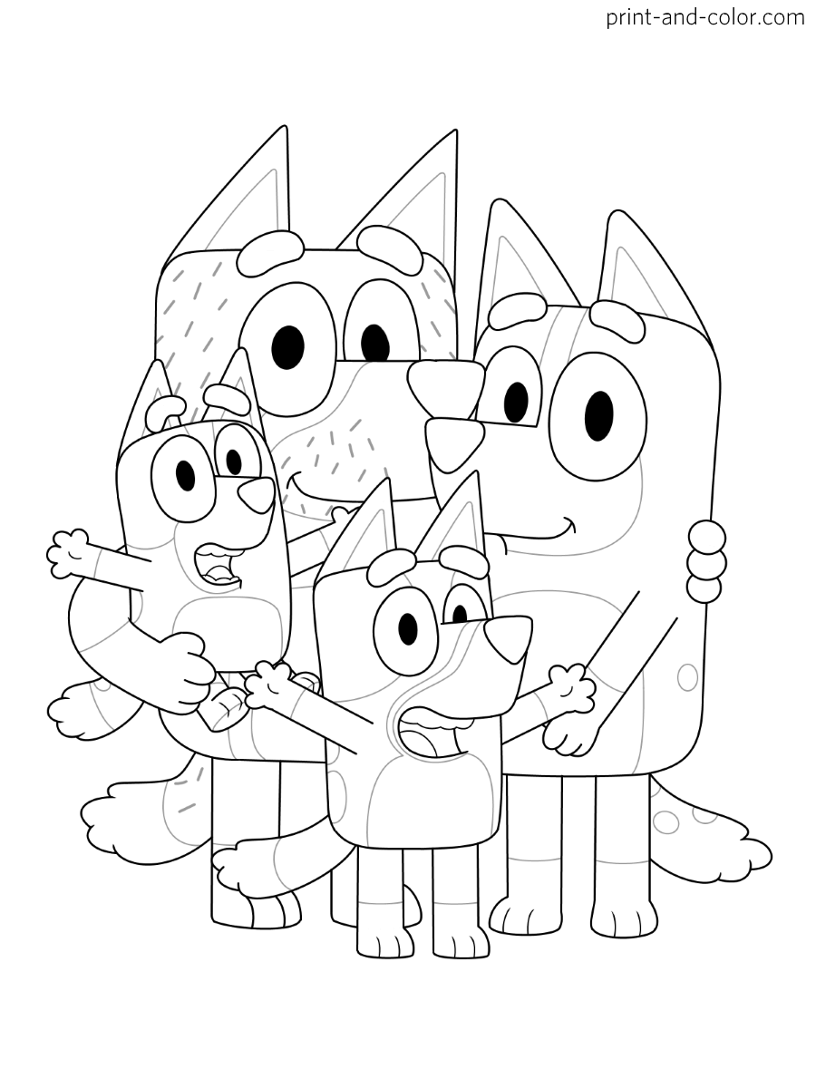 bluey family colouring