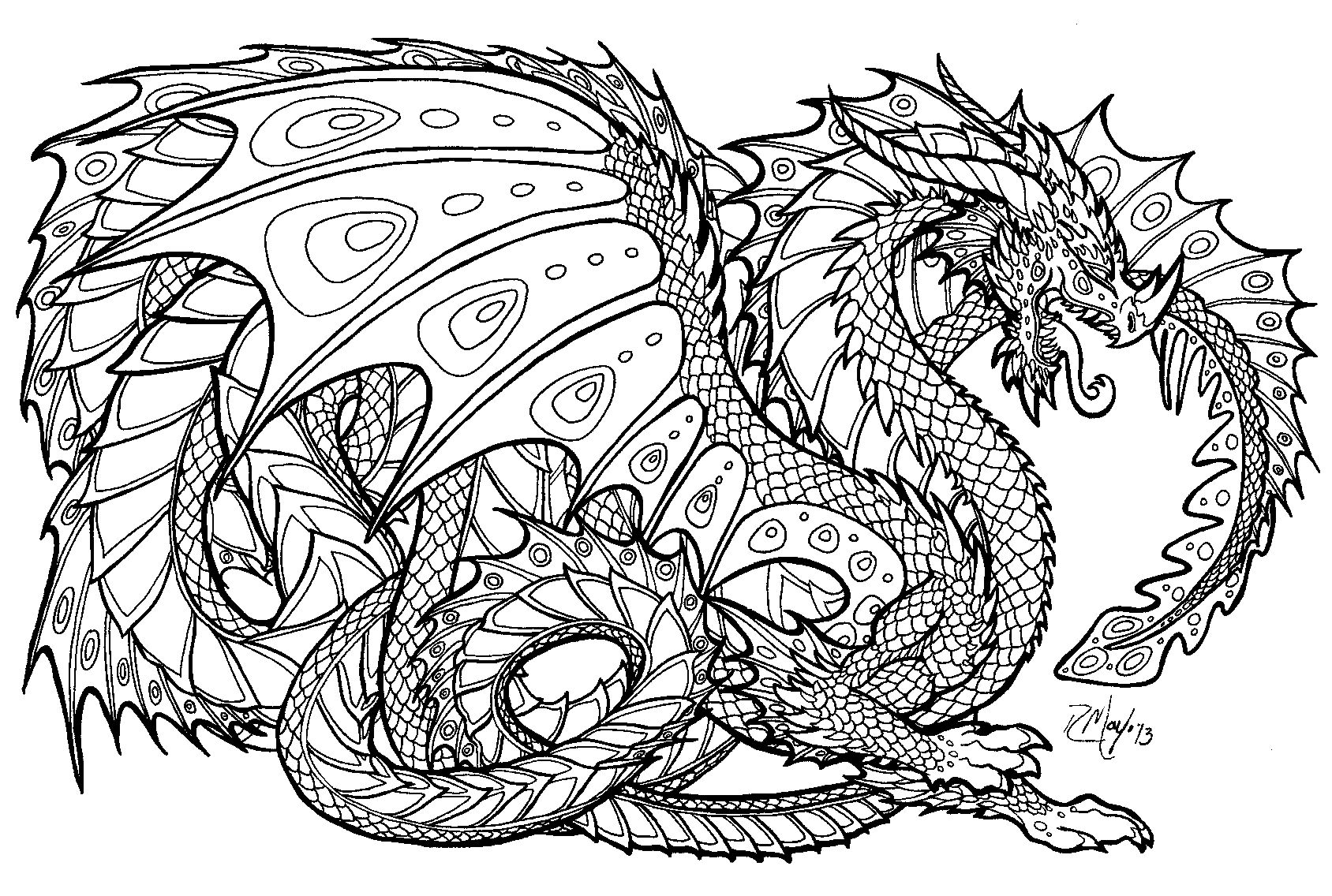 dragon colouring pages for adults