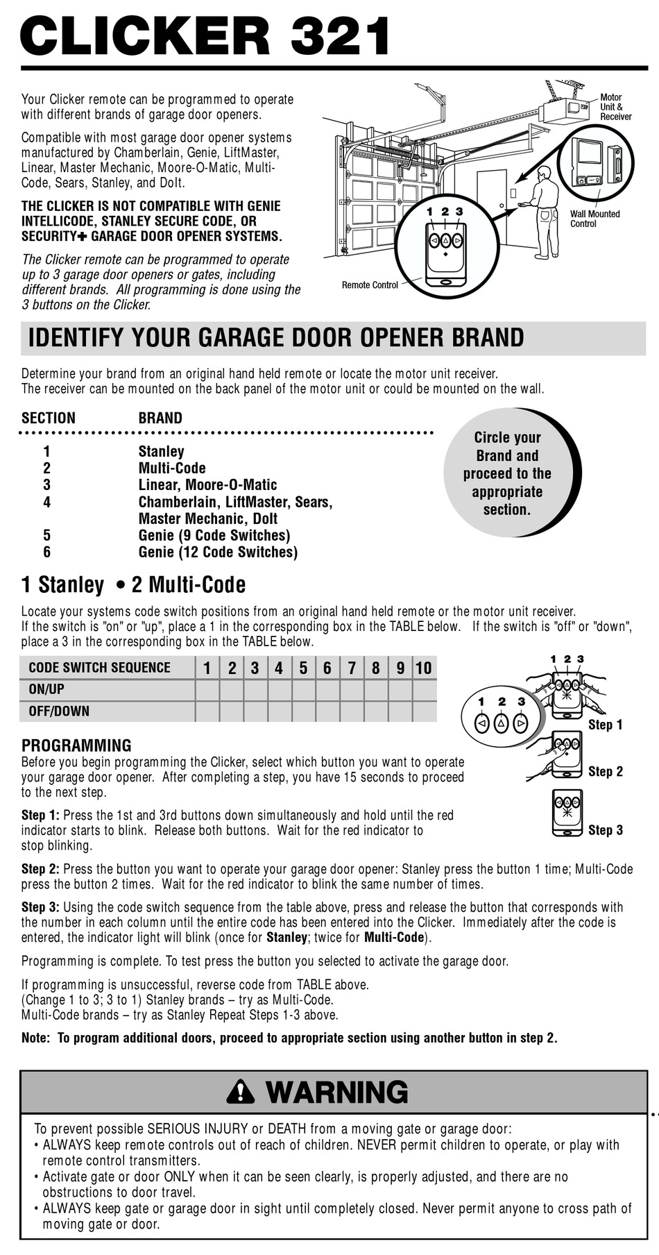 chamberlain clicker manual