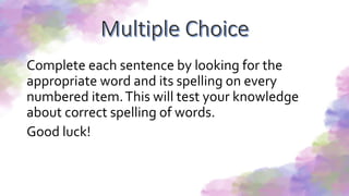 spelling quiz powerpoint