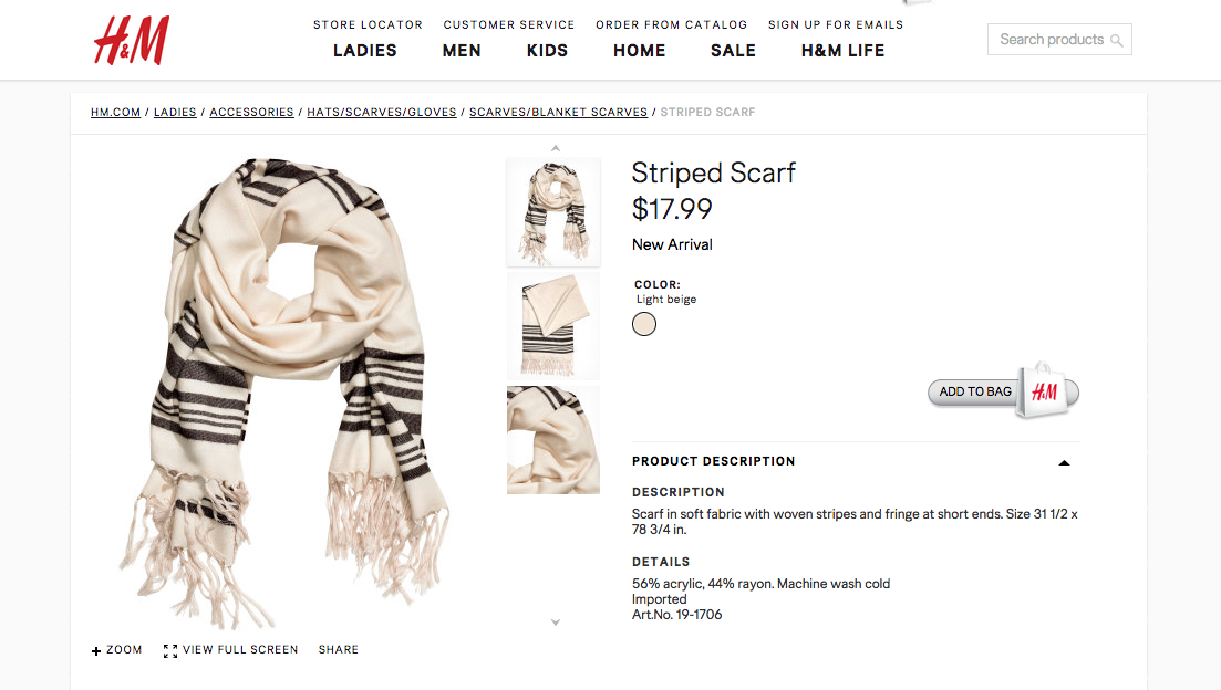 h&m scarf