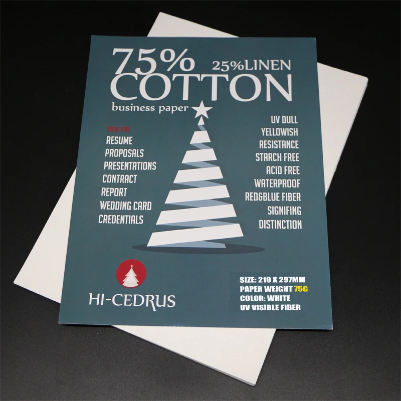 75 cotton and 25 linen paper