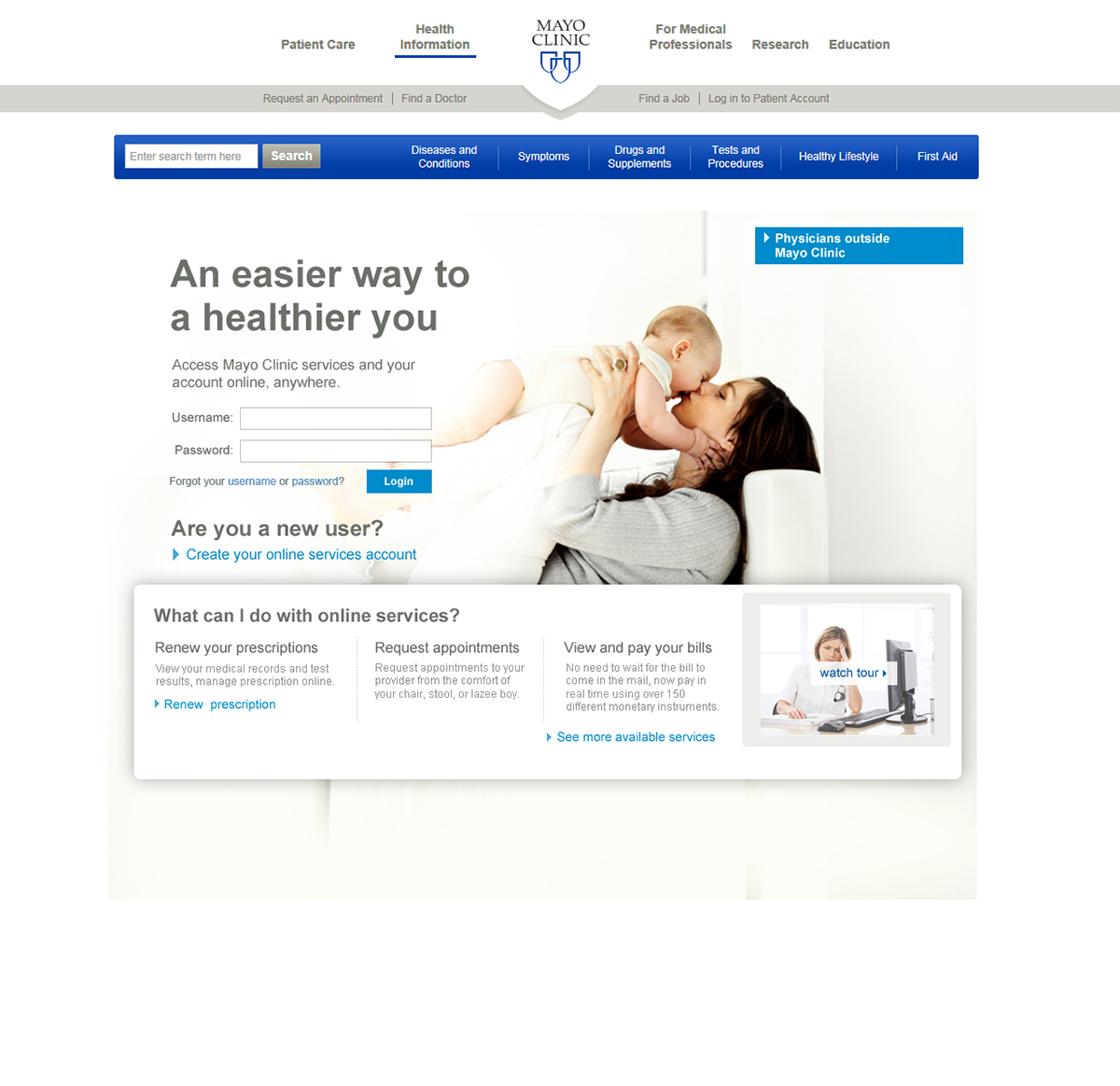 mayo clinic patient portal login page