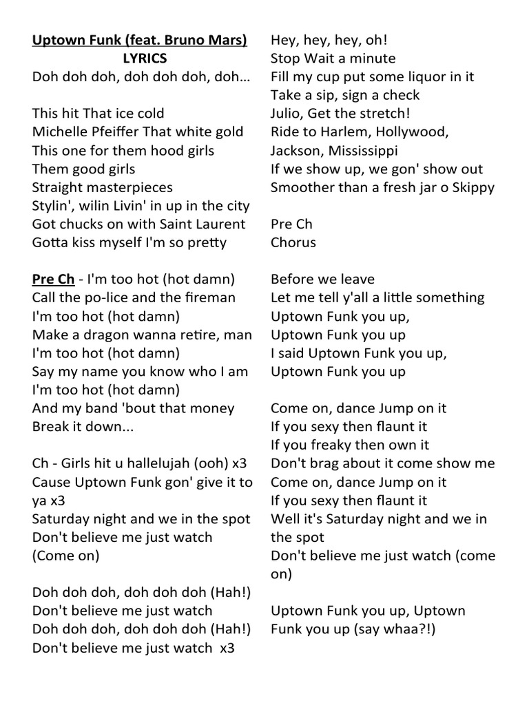 uptown bruno mars lyrics