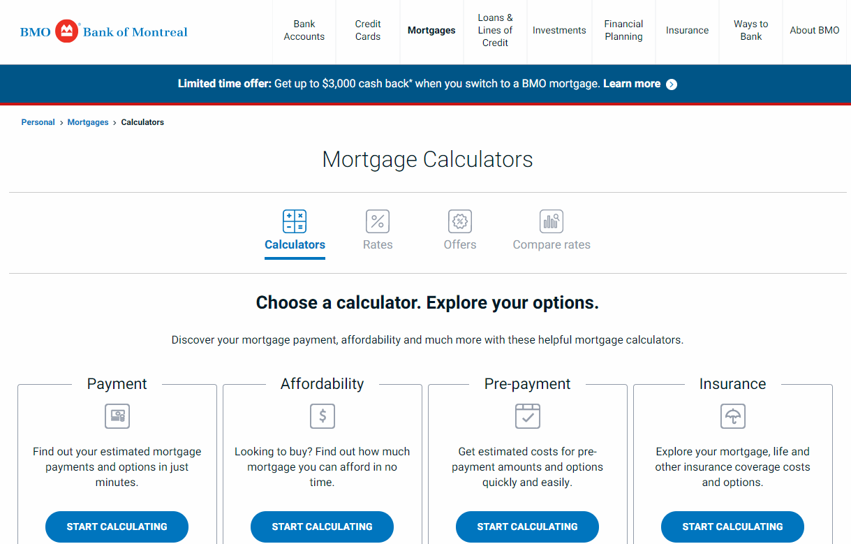 mortage calculator bmo