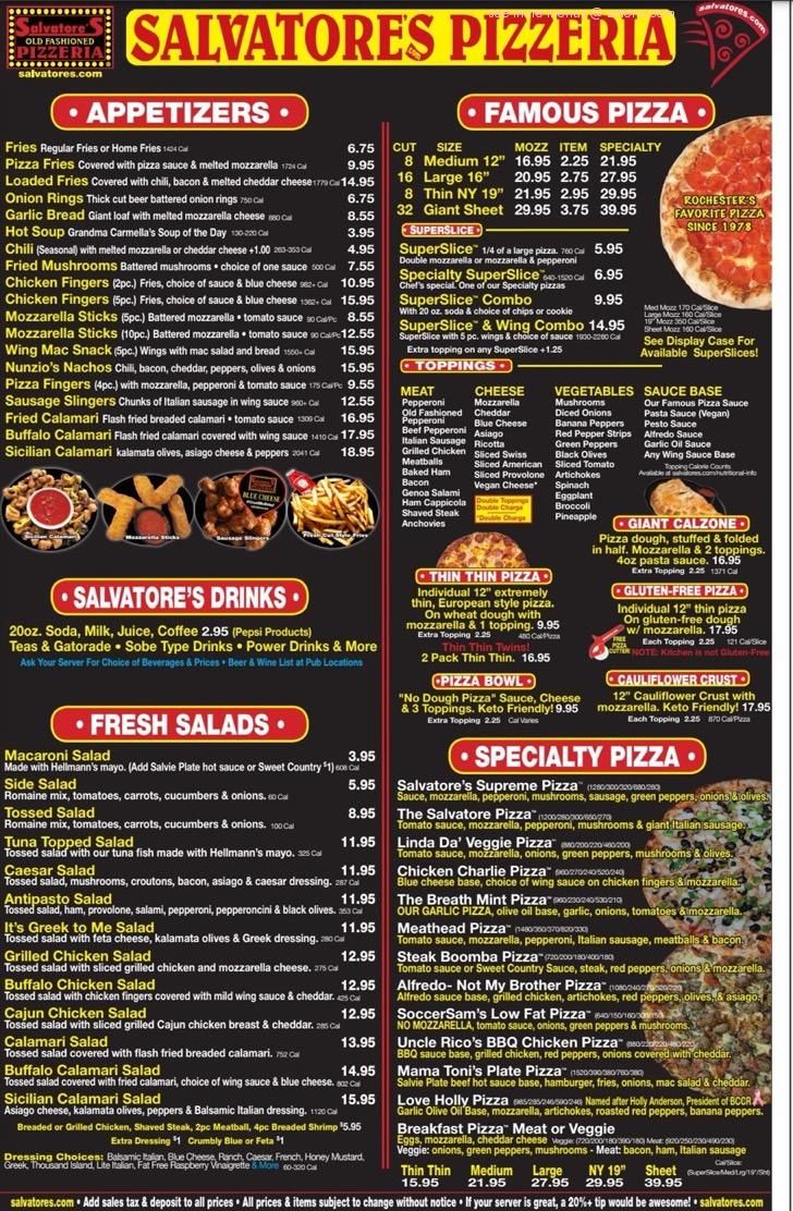 salvatores old fashioned pizzeria hilton menu