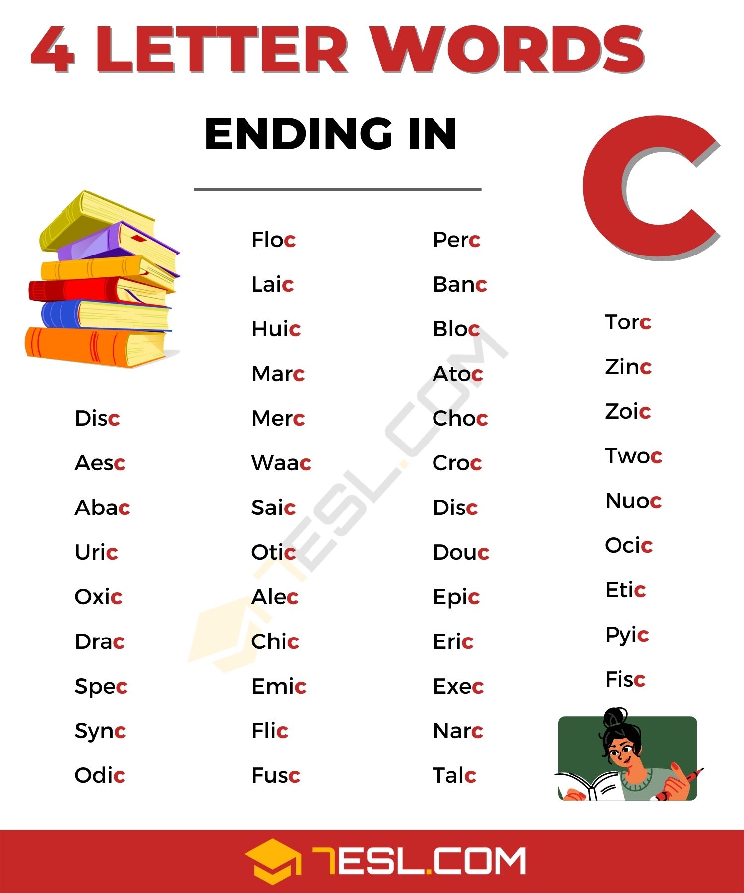 4 letter words ending c