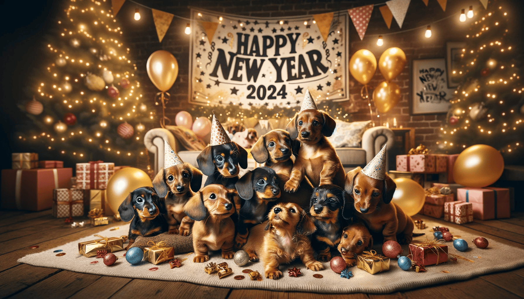 dachshund happy new year 2024