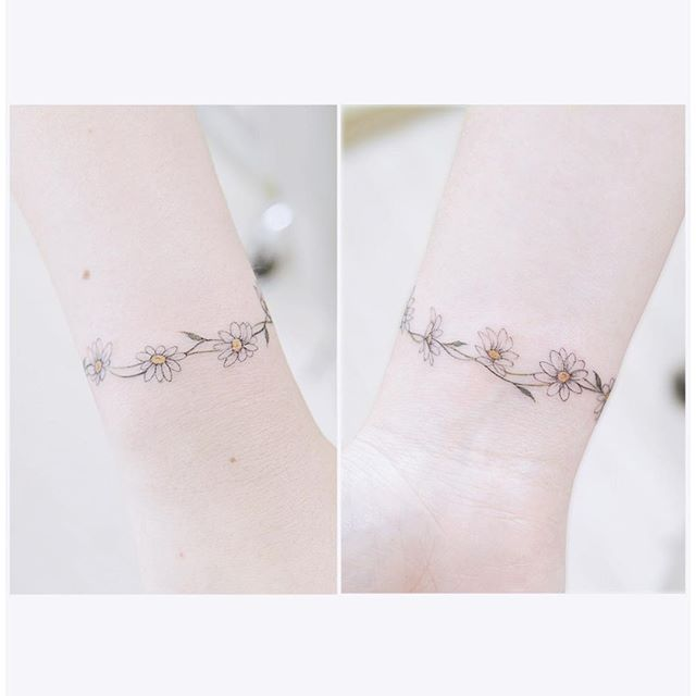 daisy chain tattoo ankle