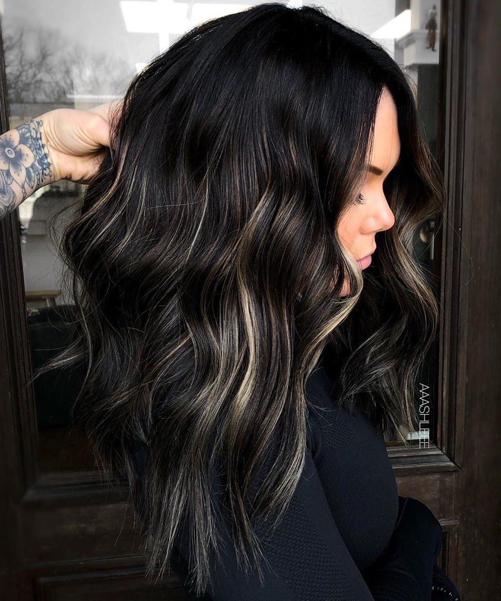 dark highlights in black hair