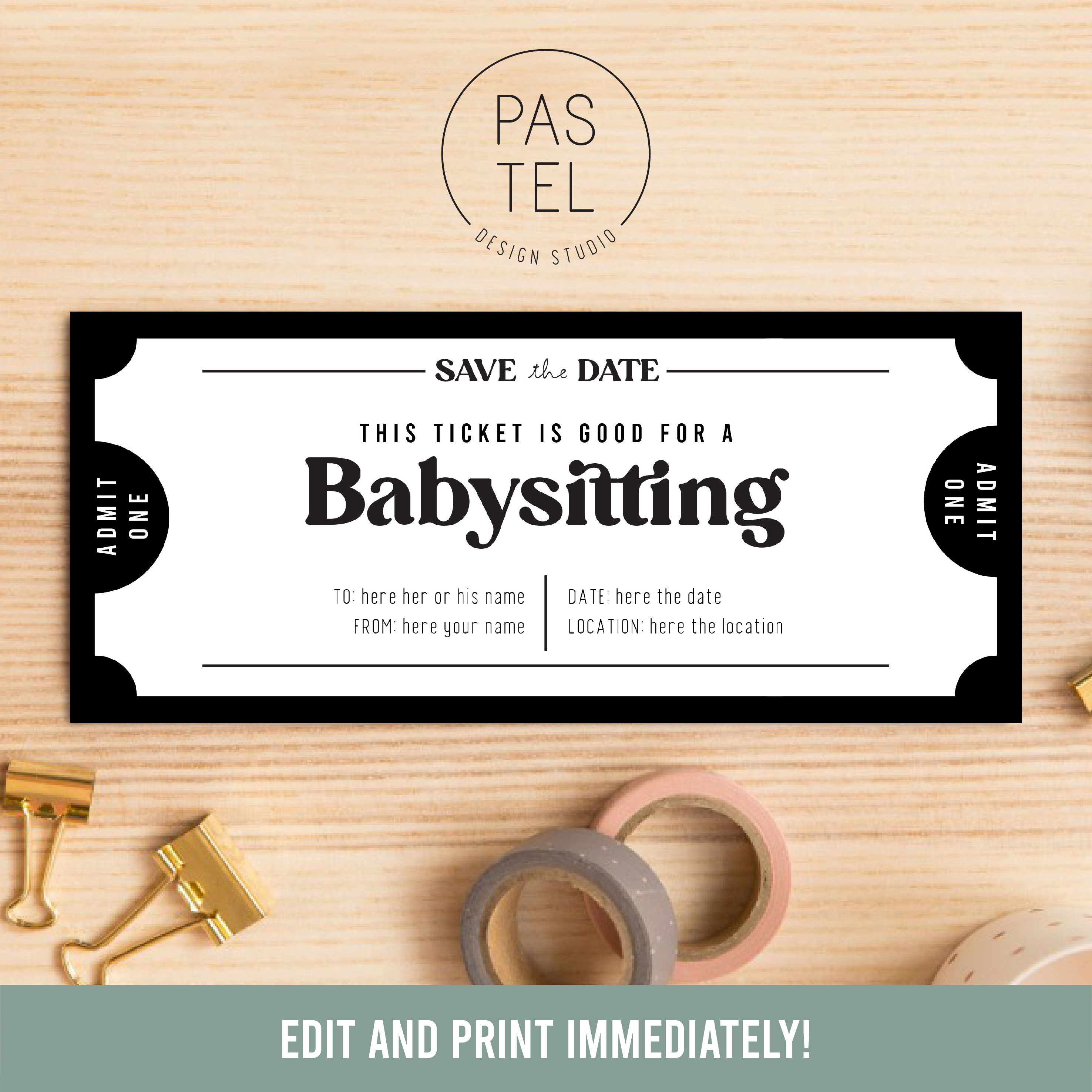 date night babysitting coupon template