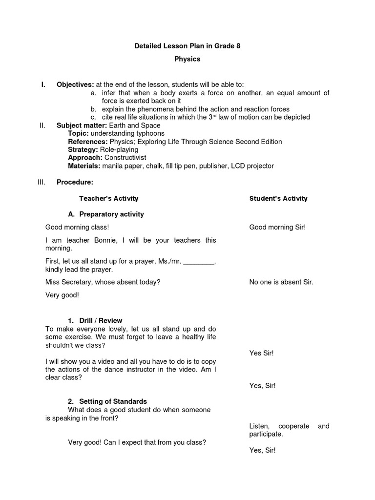 detailed lesson plan in science grade 8 pdf