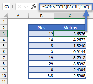 convertidor de pies a metros