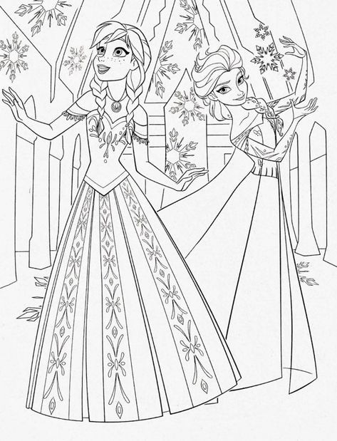 dibujos de elsa y anna para colorear e imprimir