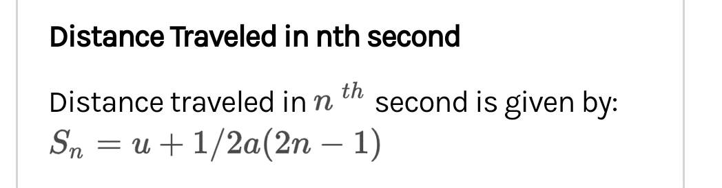 distance travelled in nth second formula