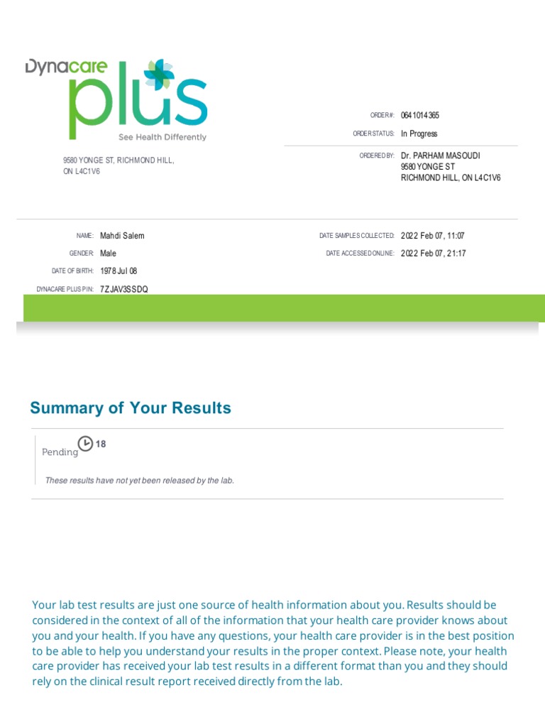 dynacare blood test results