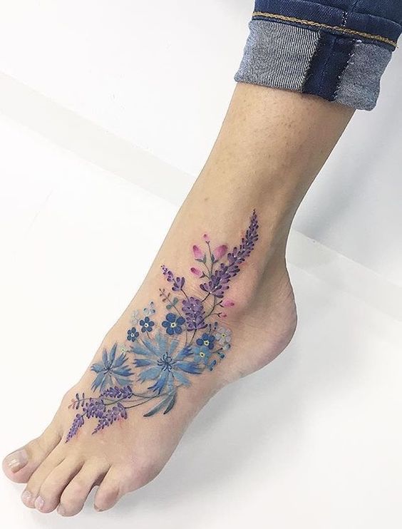 flower foot tattoo