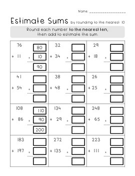 estimating sums and differences worksheets