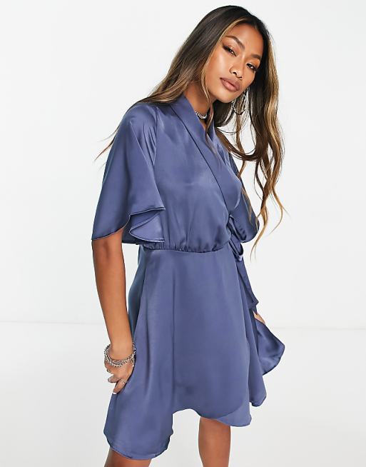 vero moda wrap dress blue