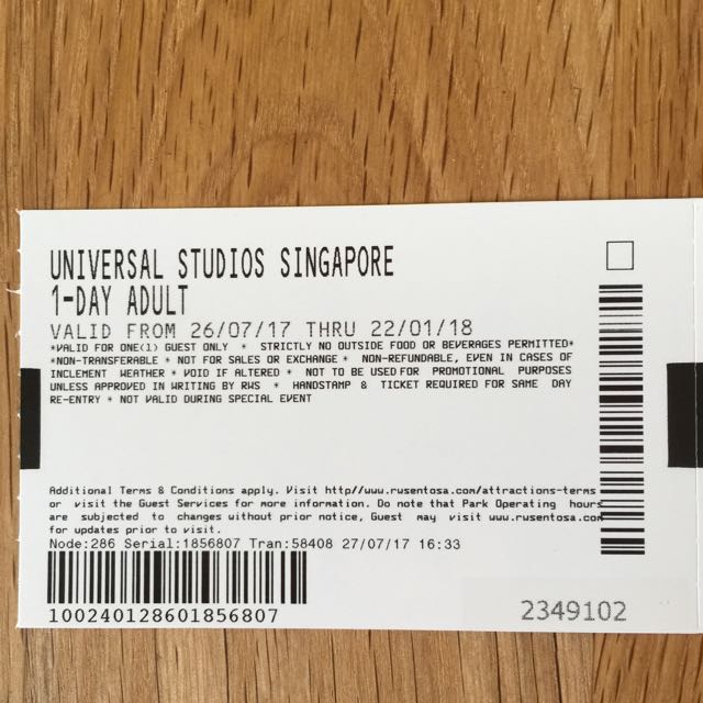 sentosa universal studio ticket