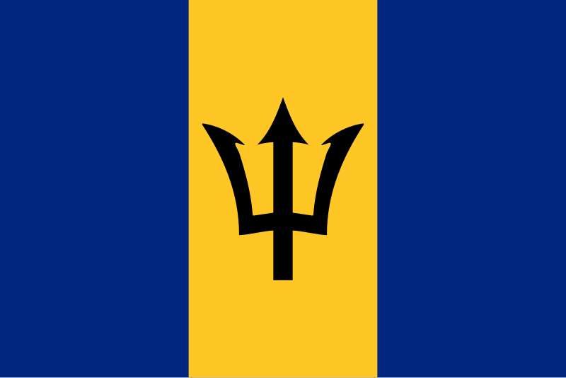 blue and yellow flag with trident